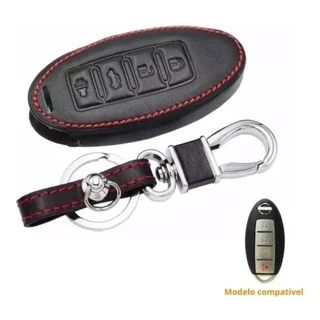Capinha em couro protege Chave presencial 4 Botoes Nissan Kicks Sentra Versa march Livina