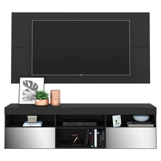 Rack Suspenso com Espelho e Painel para TV até 65" Multimóveis Flórida FG3322 Preto
