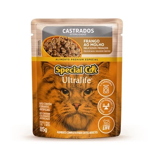 Ração Úmida Special Cat Ultralife Sachê Frango para Gatos Castrados 85g