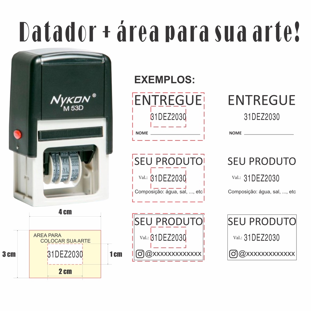Carimbo Automático Datador Nykon M53D. | Shopee Brasil