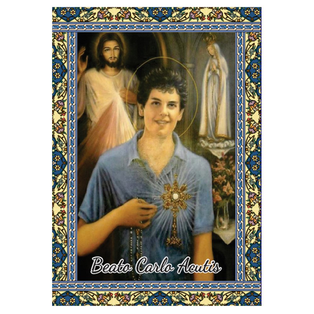 100 Santinhos Beato Carlo Acutis Cento (oração no verso) - 7x10 cm