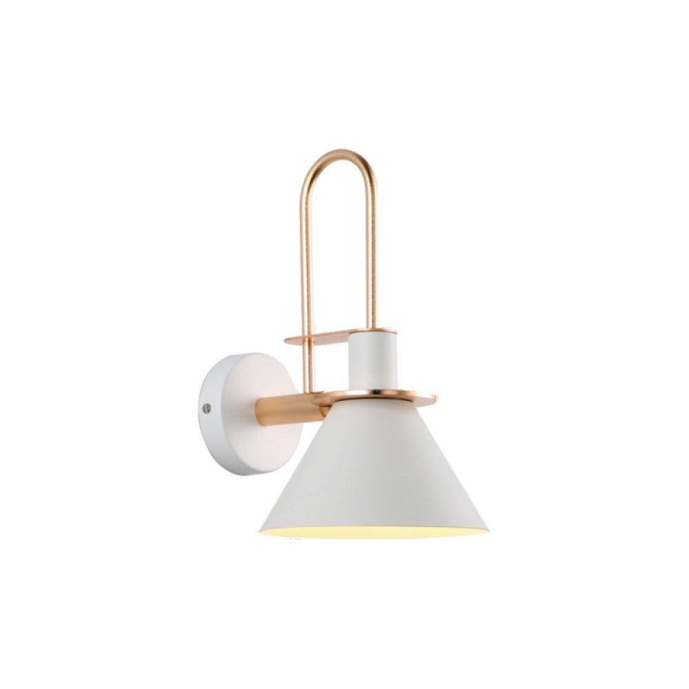 Arandela Cone Com Detalhe Em Metal Branco E Dourado