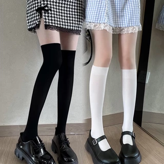 KAFU D123 4 Comprimentos Meias Longas Femininas Roupa Da Moda JK Brancas Pretas