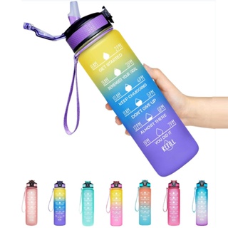 Garrafa De Água De 1 Litro Para Meninas Esportiva Motivacional Garrafas De Bebida À Prova De Vazamentos Ginástica Viagens Ao Ar Livre Cozinha