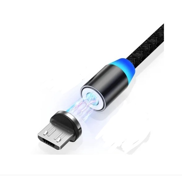 Cabo Carregador Magnético Micro USB ou Type-C Smartphone Celular