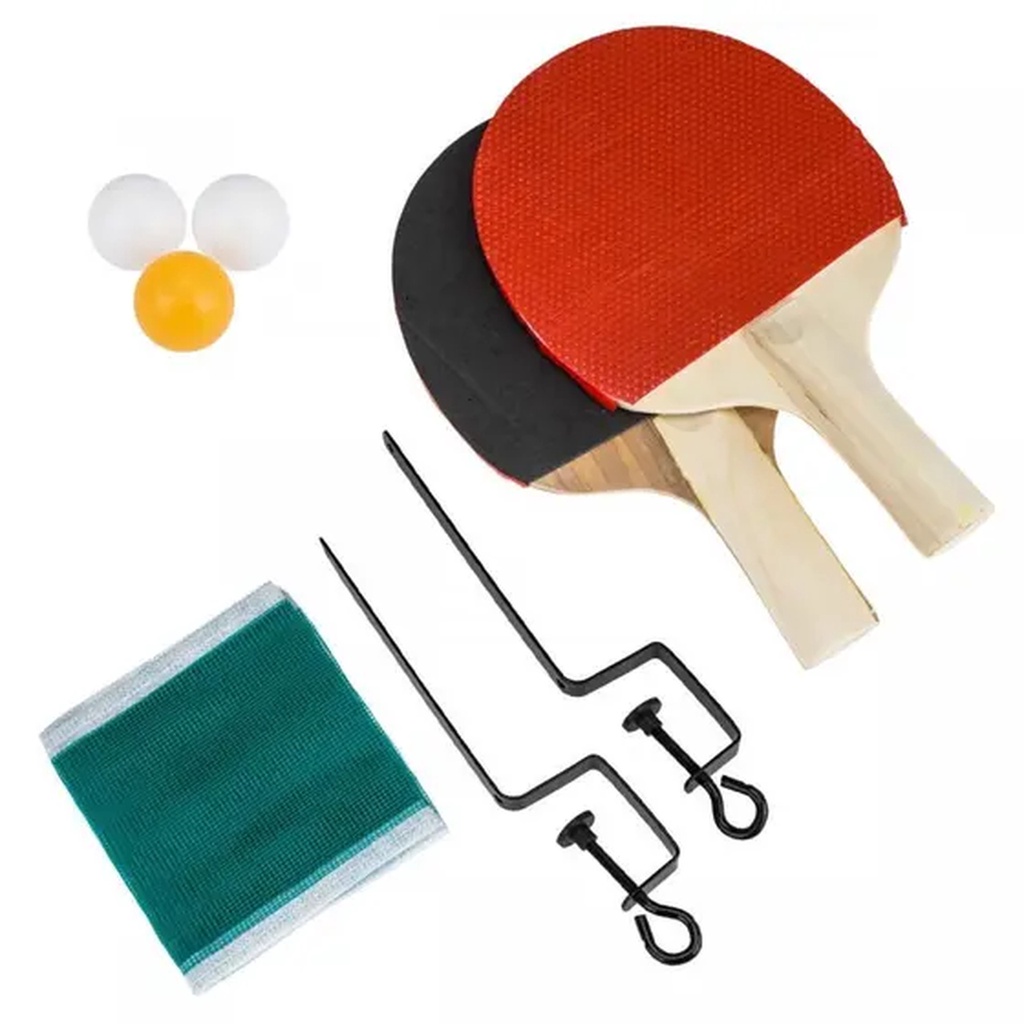 Kit Rede Ping Pong Rollnet com 2 Raquetes + 3 Bolas Pongori na