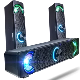 Caixa De Som SoundBar Completa Som Alto Surround Tv Notebook Qualidade Incrível Design Moderno Led RGB Intenso