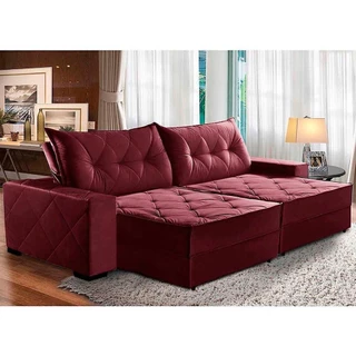 Sofá Hollywood Molas Ensacadas 2,70mts Vinho