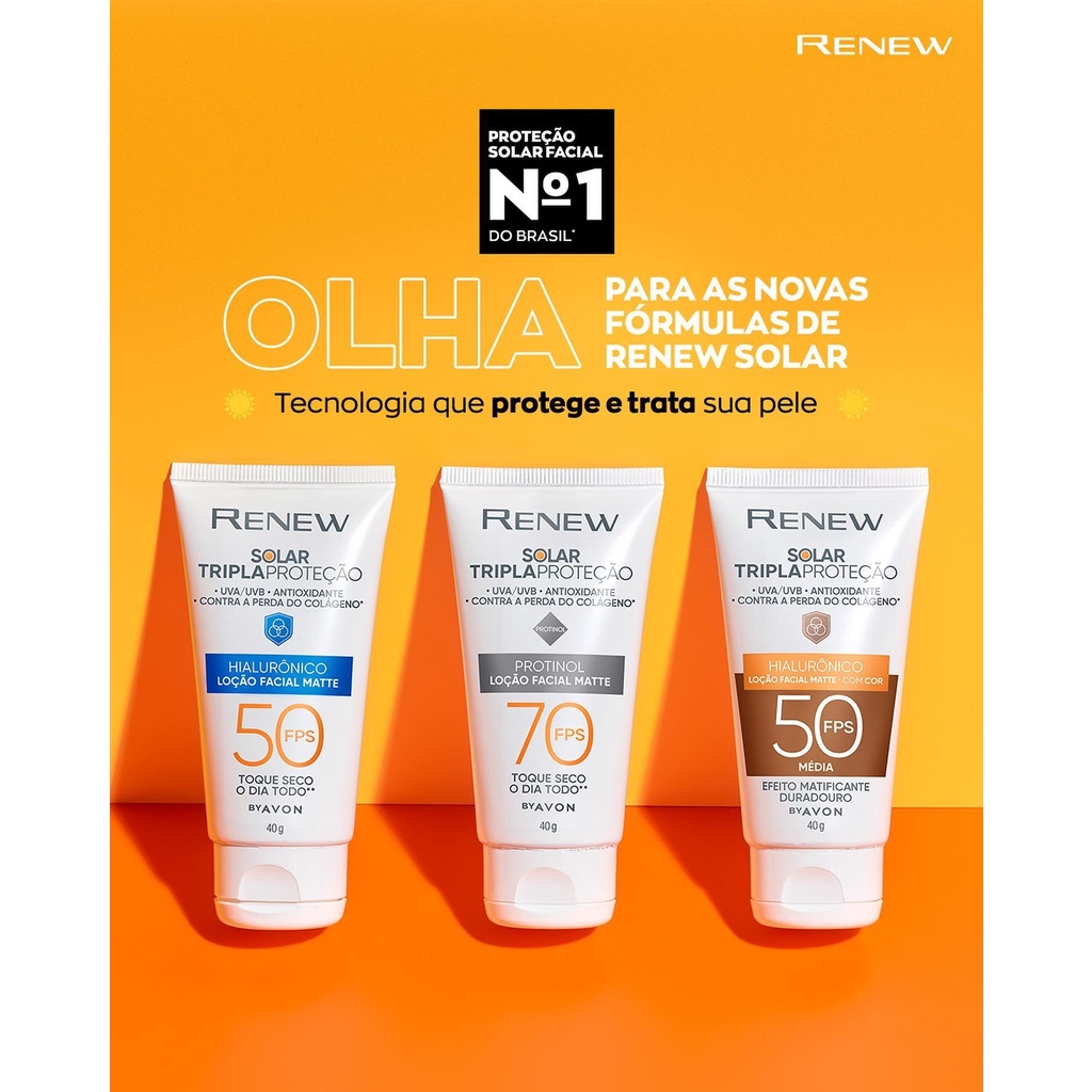 Protetor Solar Facial Rosto Renew FPS70 com protinol e phytol OU FPS50 ...
