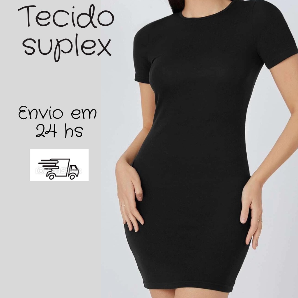 Vestido colado store com manga curta