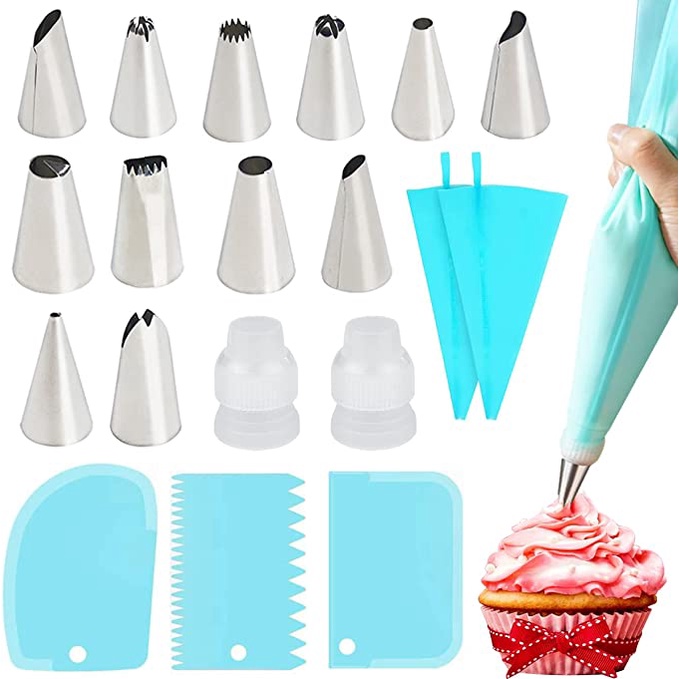 24 Pçs Conjunto De Saco De Confeiteir+ 3 Pçs Espátula Decora