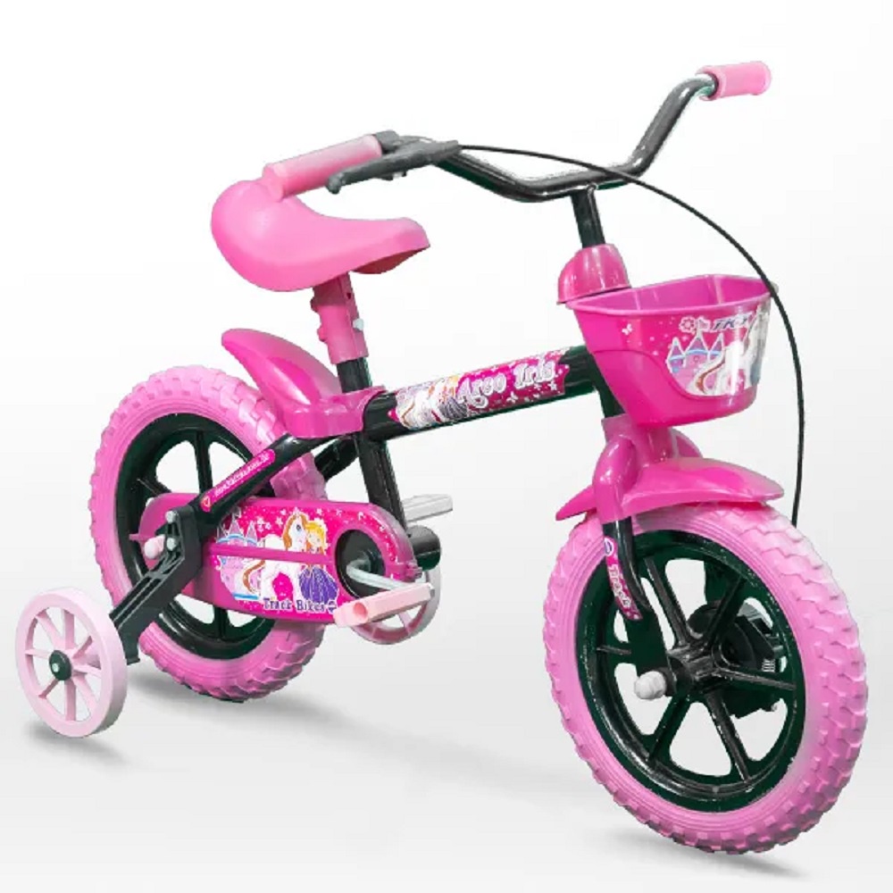 Bicicleta Bike Infantil Para Meninas Track Aro 12 Preto C/ Rosa ...