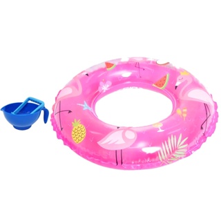 Kit Amassador De Papinha Smah Smash Bebê Boia Inflável Flamingo Infantil 50Cm Redonda Piscina Praia