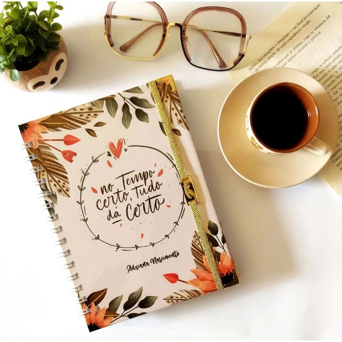 Planner Personalizado Lettering Frases Floral Feminino delicado 2025