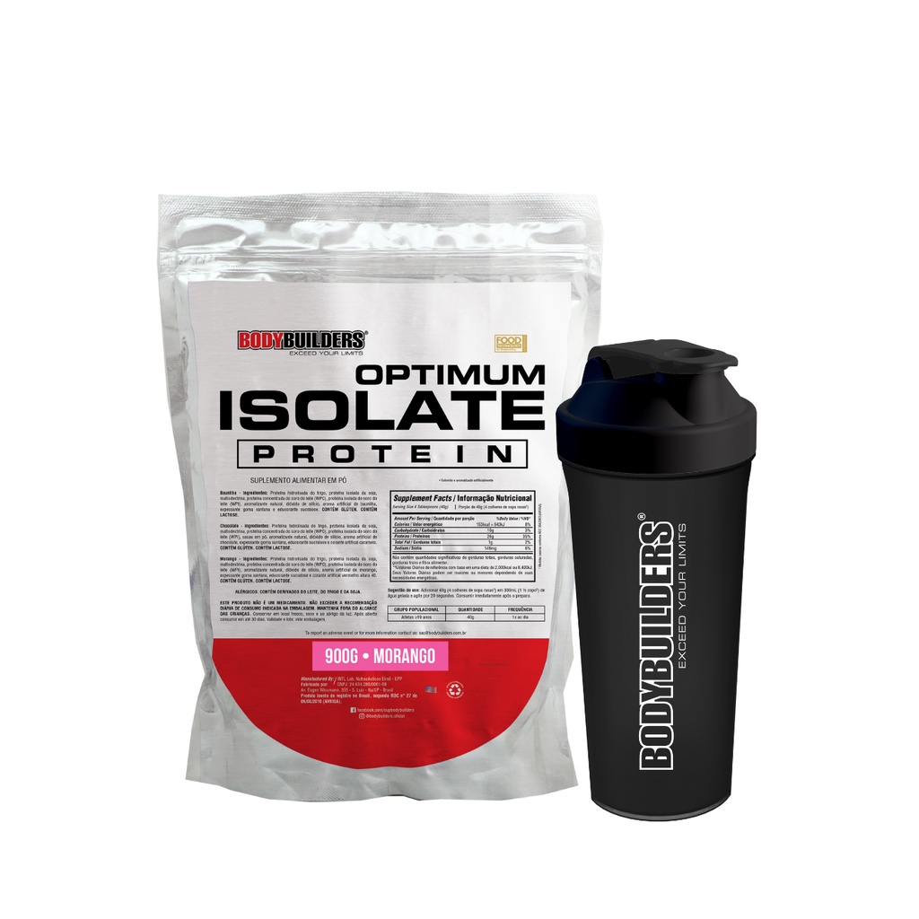 Kit Whey Optimum Isolate Protein 900g + Coqueteleira – Suplemento Essencial Para o Treino Render ao Máximo -Bodybuilders