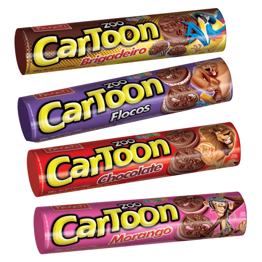 Bolacha recheada zoo cartoon parati varios sabores 130G