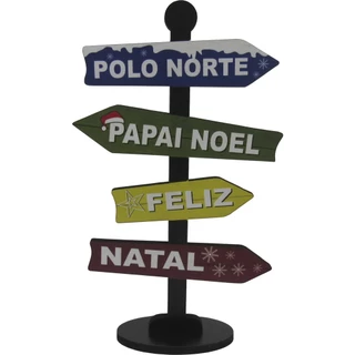Placa Decorativa De Mesa Seta Polo Norte Papai Noel Mdf