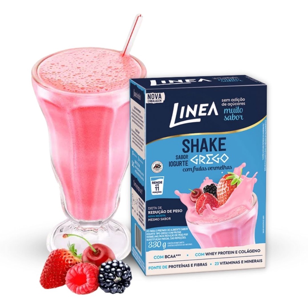 Shake Redutor de Peso Linea com BCAA / Whey Protein e Colágeno Sabor Iogurte Grego Frutas Vermelhas 330g Emagrecer
