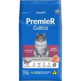 Ração Premier Pet Ambientes Internos Frango 7 a 11 Anos para Gatos Castrados