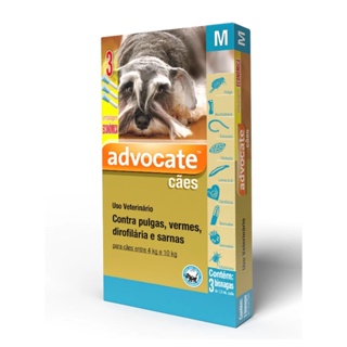 Combo Advocate Cães 4 A 10 Kg 3 Pipetas Pulgas Vermes Sarnas Cachorros Antipulgas Anti Pulga Antipulga Anti Pulgas