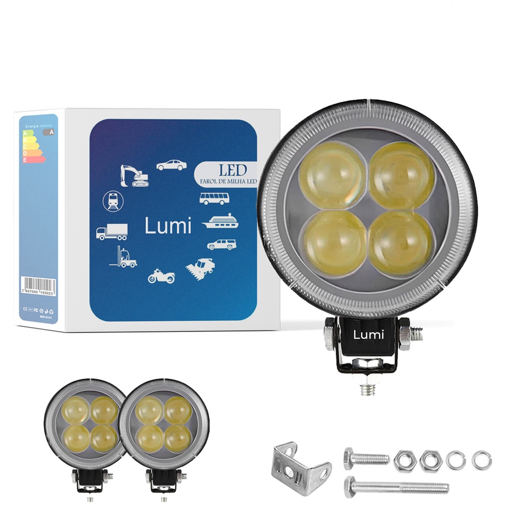 Kit Farol De Milha Led Redondo W V Lumi Power Universal Pronta Entrega Escorrega O Pre O