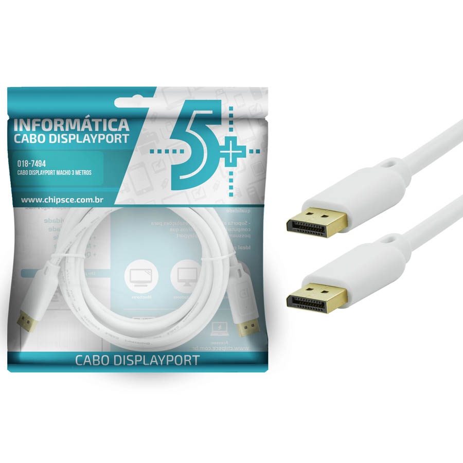 Cabo Displayport Macho X Macho 3m Metros 5+ Banhado Ouro