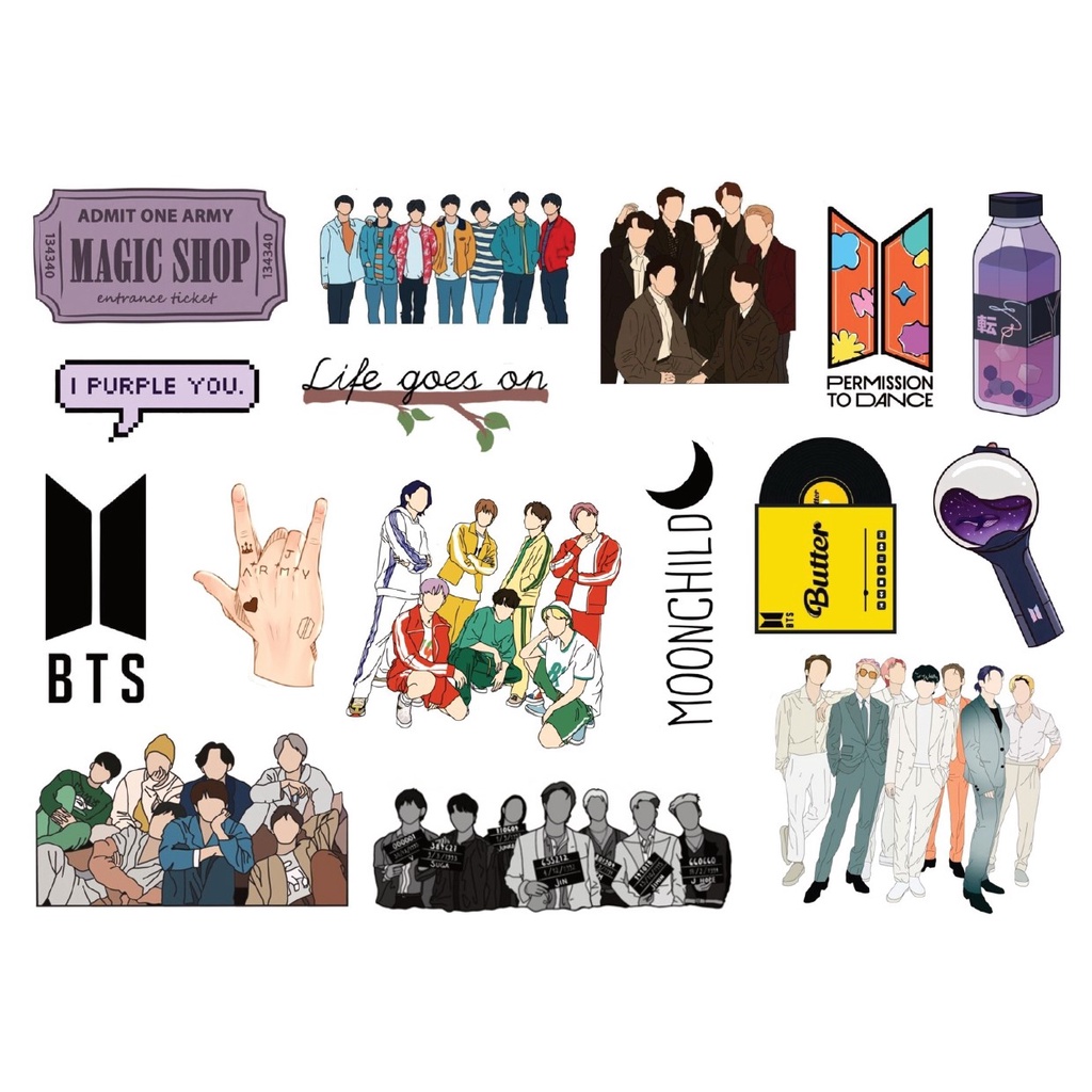 BTS - CARTELA DE ADESIVOS (com ou sem recorte!) - Kpop