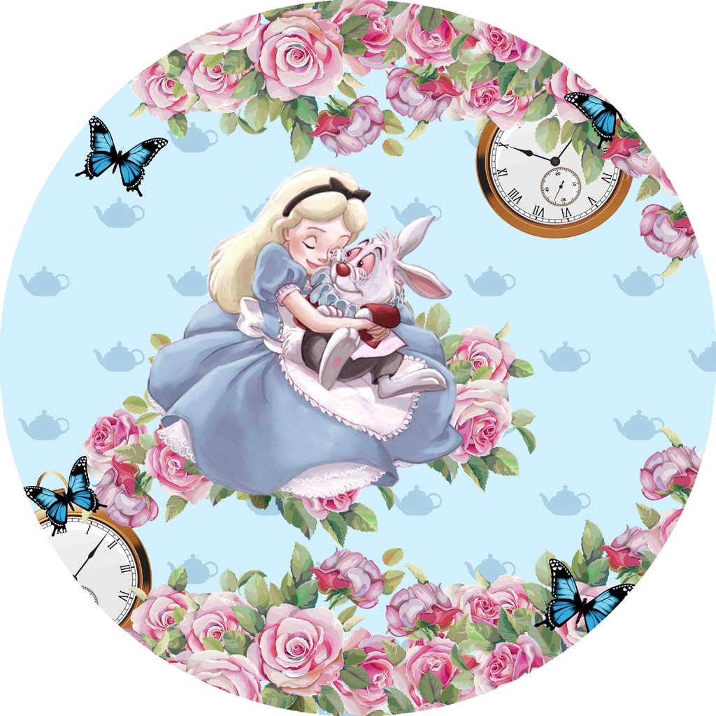 PAINEL REDONDO TECIDO SUBLIMADO ALICE NO PAIS DAS MARAVILHAS 1,50 ...