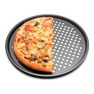 Kit 2 Formas Assadeira Perfurada P/ Pizza Antiaderente 35cm