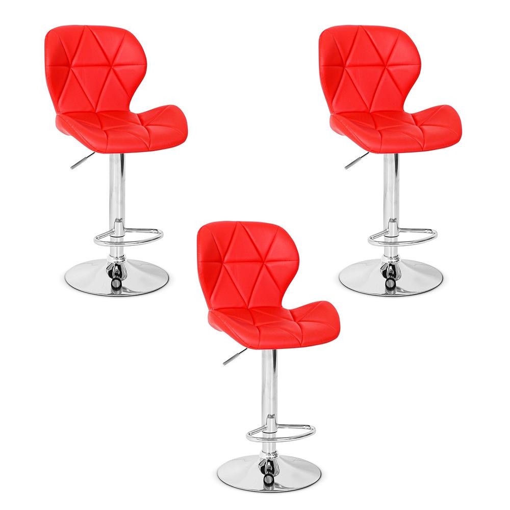 Conjunto 03 Banquetas Slim Material Ecológico Regulagem de Altura