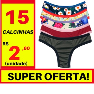 Calcinha kit 15 calcinhas atacado de microfibra poliéster algodão ou suplex tanga roupas femininas lingerie