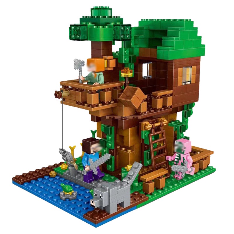 LEGO Minecraft Minifigures Tree House Building Blocks Tijolos Conjunto De Brinquedos Educativos Infantis