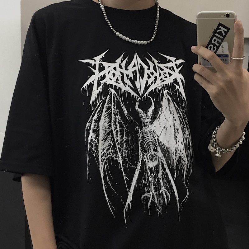 Camiseta Feminina Harajuku / Y2K / Estilo Harajuku / Retrô / Estilo Coreano  / Gótico / Punk / Anime - Escorrega o Preço