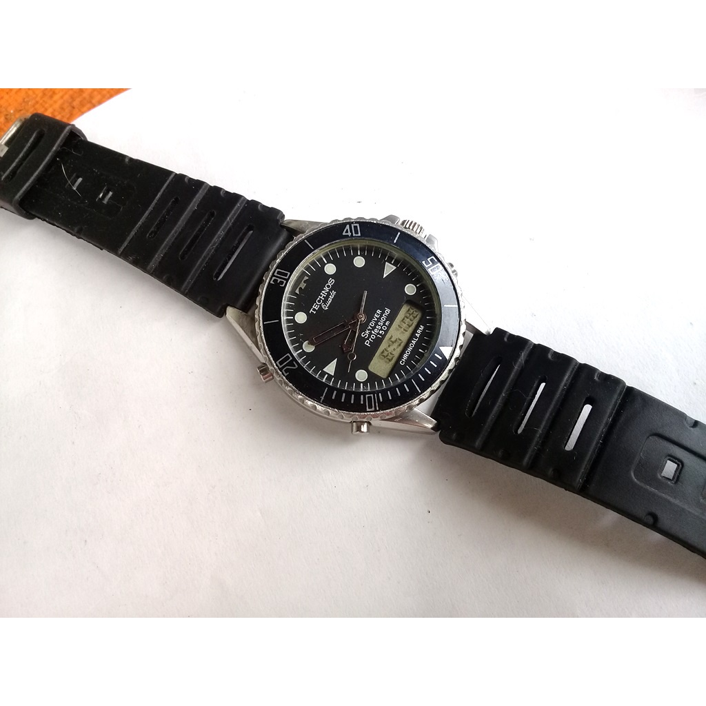 Vintage Relógio Original Technos Skydiver 150m Professional Quartz Aço ...