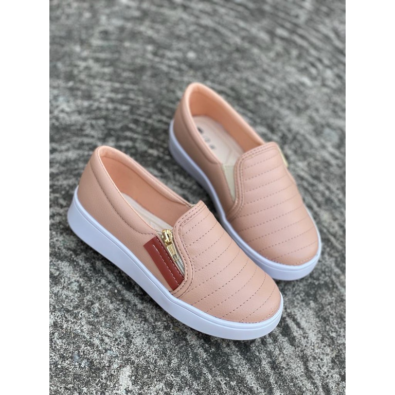 Tênis Sapatênis Sapatilha Feminino Casual Slip On Com Zíper Confortável  Envio Imediato