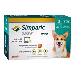 Combo 10 antipulgas Simparic 40 Mg 10 A 20 Kg Atacado Promocao