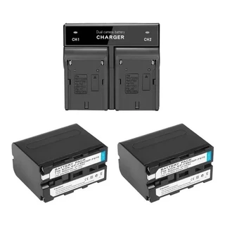 Carregador Np F970 +2bateria Np F970 Iluminador Led 6600mah