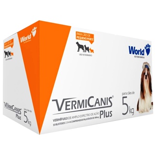 Vermifugo P/ Cães 5kg Vermicanis Plus 400mg World 40 Comp