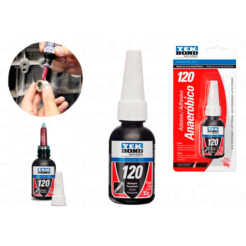 Trava Rosca Parafuso AT 120 Torque Vermelho 10G Tekbond