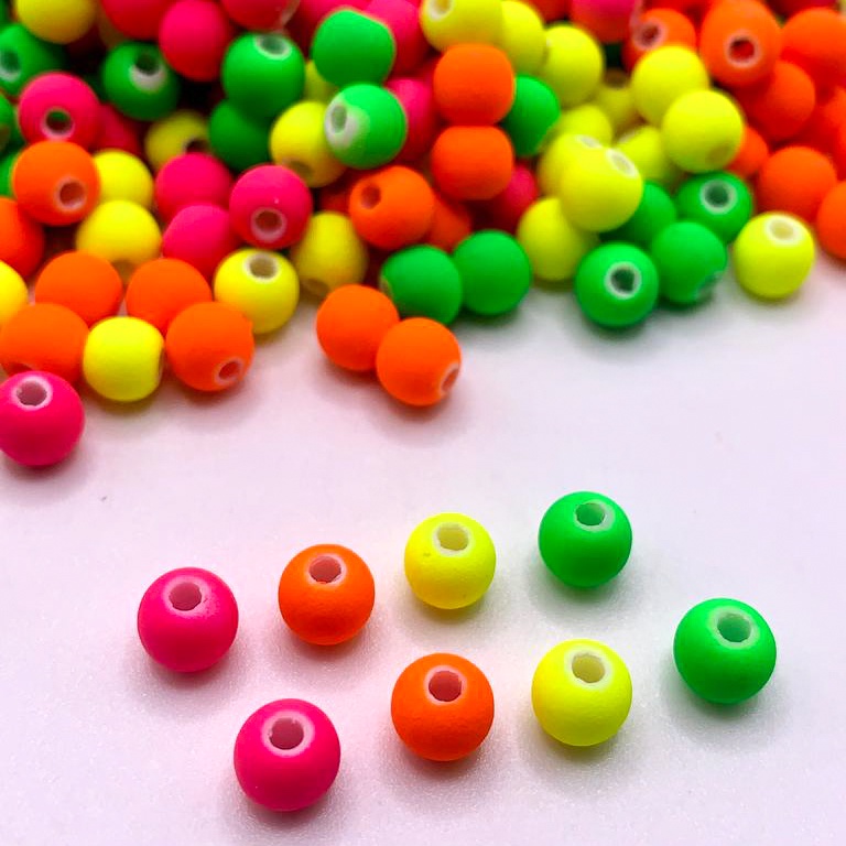 Aprx 800 Miçangas Bola Emborrachada 6mm Neon Artesanato
