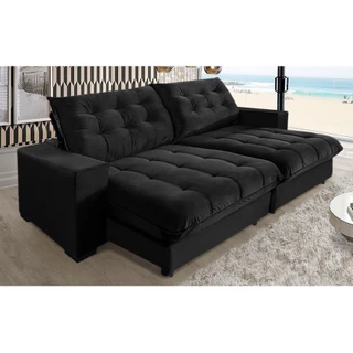 Sofá Califórnia Molas Ensacadas e Pillow Top 2,10mts Preto