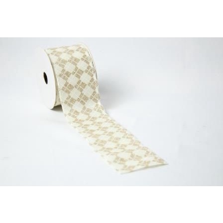 Fita Decorativa Natal e Ano novo Branco e Dourado 6.3cmx9.14m