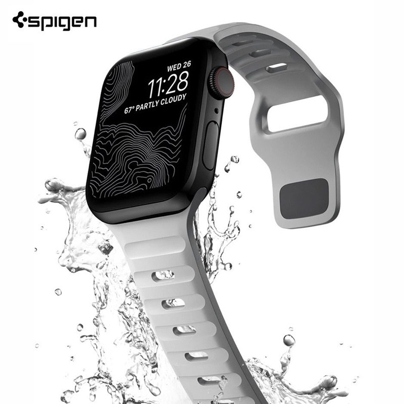 Pulseira De Silicone Spigen Para iWatch 45mm 44mm 42mm Compatível Com Apple Watch Series 8 7 6 5 4 3 Se