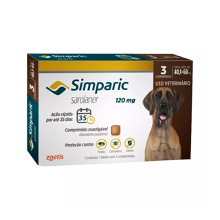 Simparic Antipulgas e Carrapatos Caes 40,1 a 60kg c/3 Comprimidos