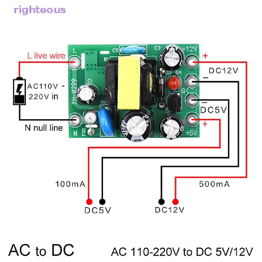 Mini Conversor Ac Dc Reto Ac110v 220v Para 12v 0 2a 5v Placa Do