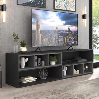 Rack para TV 75" com Nichos Jazz Multimóveis MP1019 Preto/Grafite