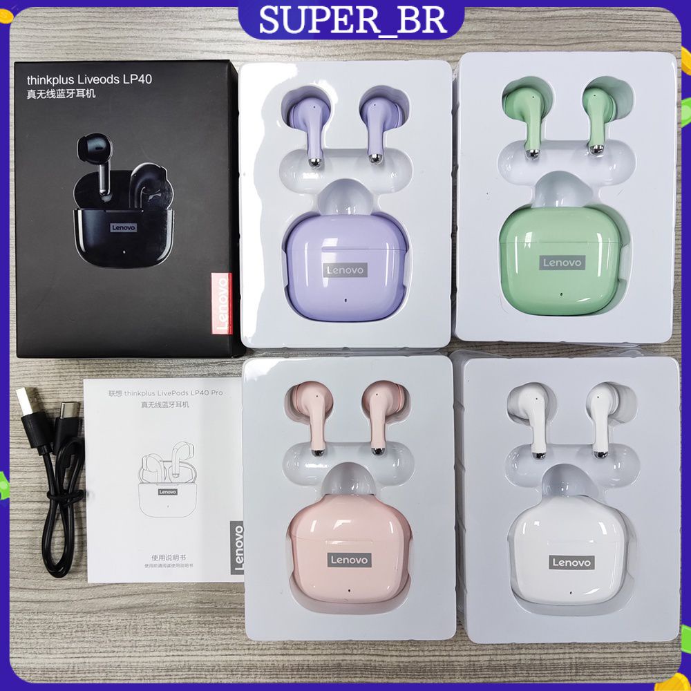 Pepper spray-Fones De Ouvido Sem Fio Lenovo Lp40 Pro E Novo Bluetooth 5 ...