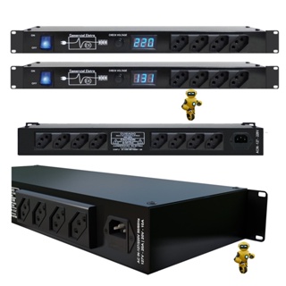 Regua de AC Profissional Para Rack Servidor CFTV Rack Periferico 12 Entradas 10A Cada