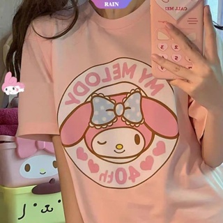 Sanrio Roupas Kawaii Minha Melodia Japonês Bonito Doce Solto T