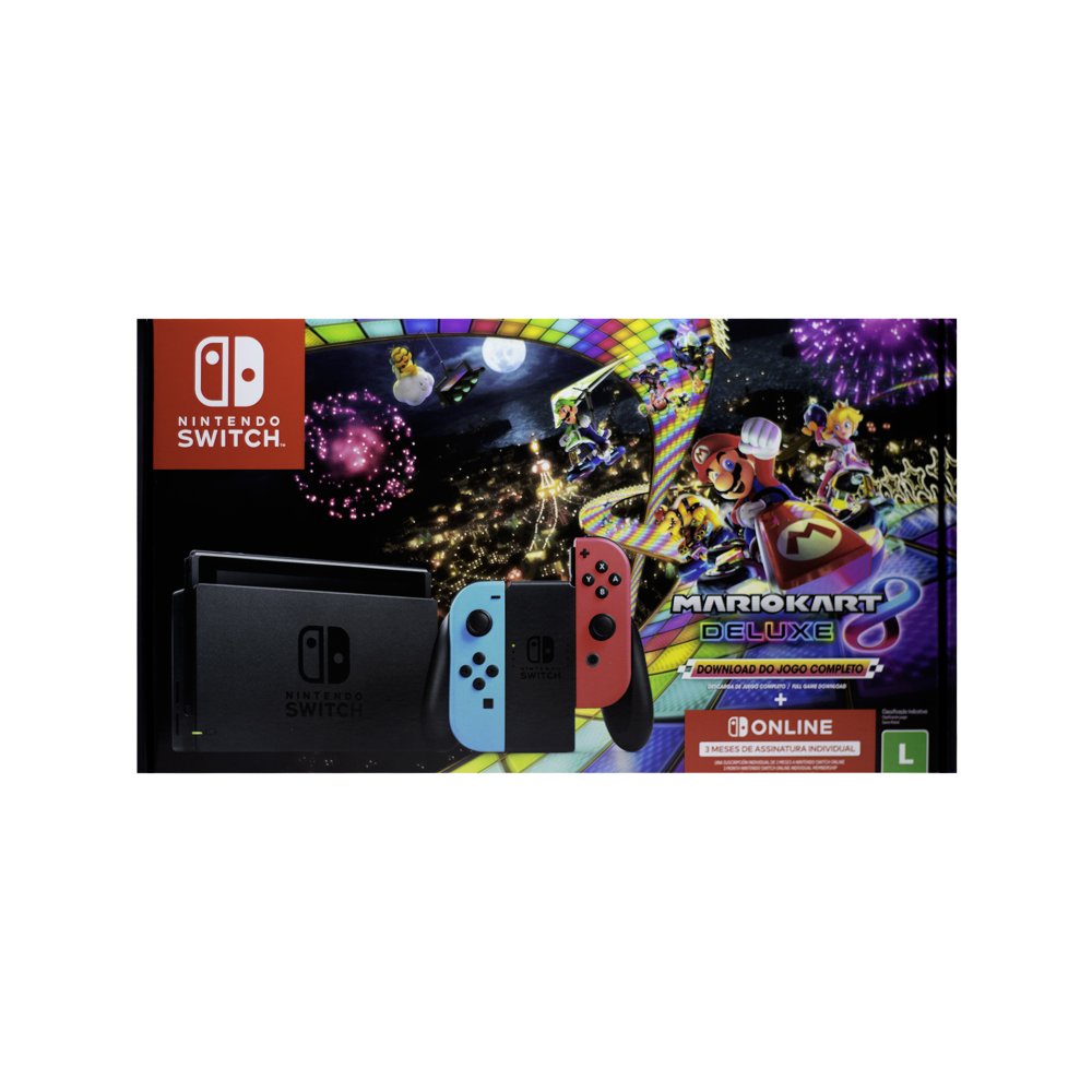 Console Nintendo Switch Neon com Mario Kart 8 Deluxe e 3 meses de